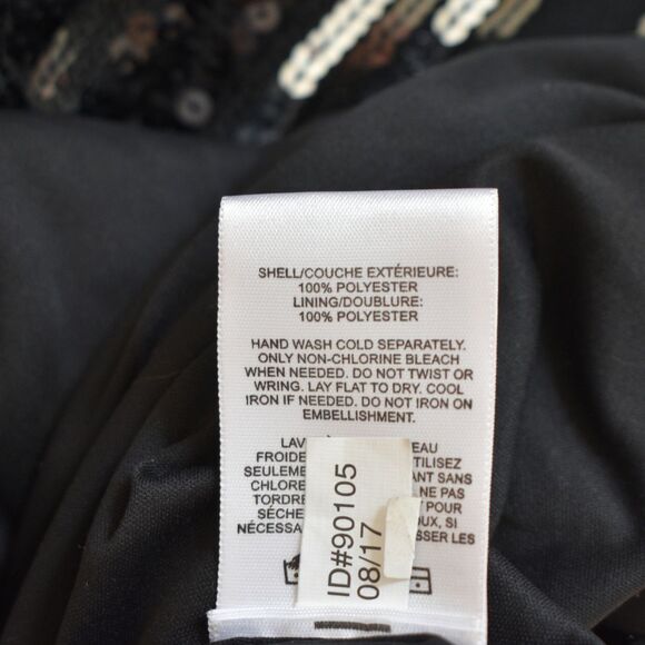 EXPRESS Women's Black & Silver Sequin Stretchy Mini Dress Deep V-Neck Size XS - Picture 8 of 10